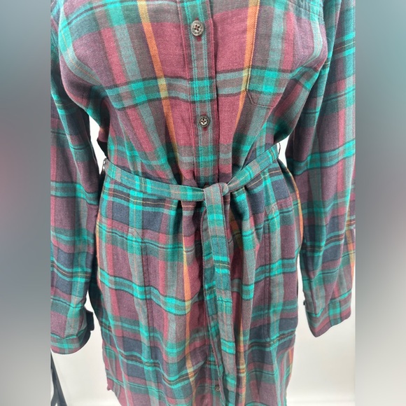 Toad&Co Re-Form Flannel Plaid Shirt Dress - Green and Red Size Medium - Picture 5 of 7